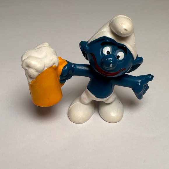 Vintage Party Smurf Be*r Mug Bully Hong Kong 1980s PVC Figure - Picture 7 of 8